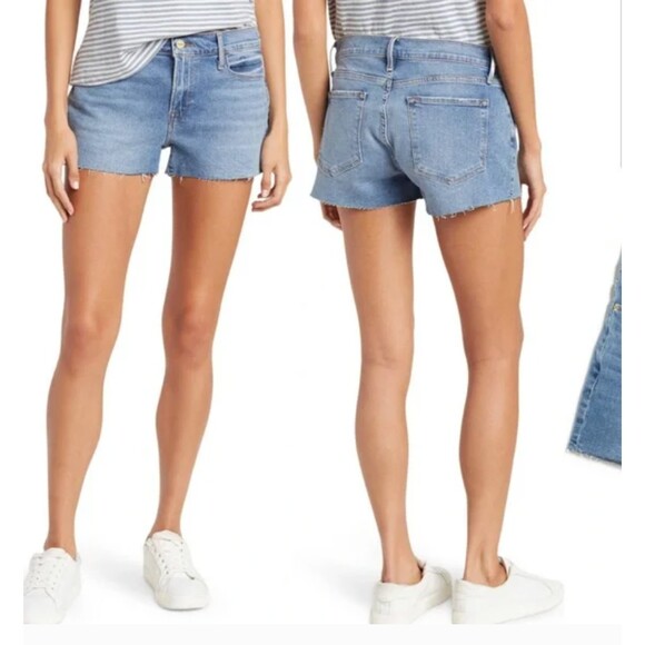 FRAME Le Cutoff Denim Fray Shorts NWT - 34 - Picture 1 of 7